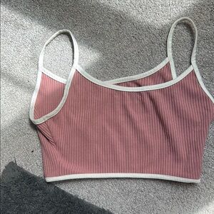 Women's Pink Ribbed Crop Top